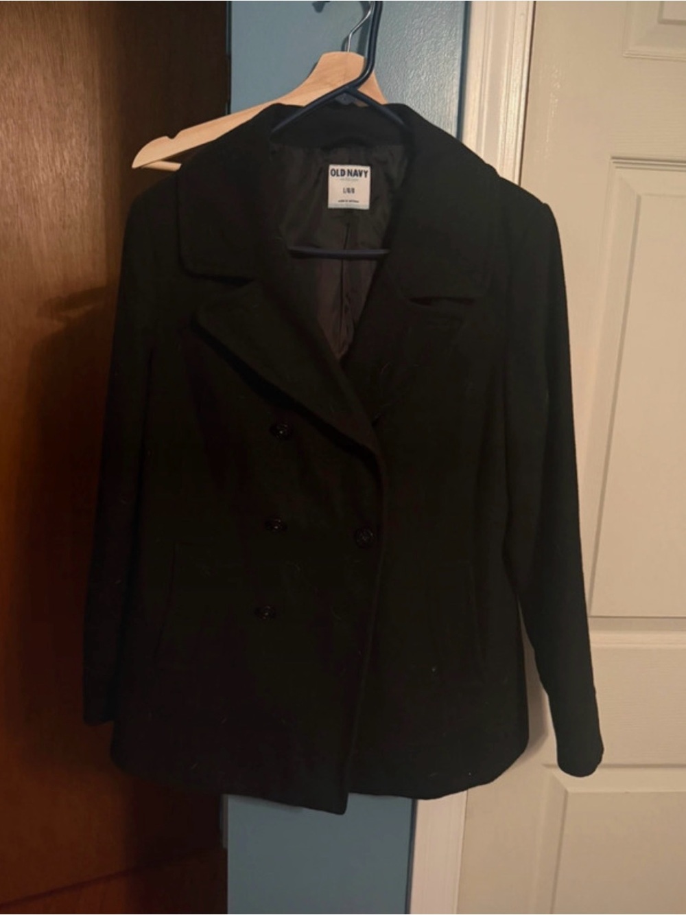 Old Navy Black Double-Breasted Pea Coat